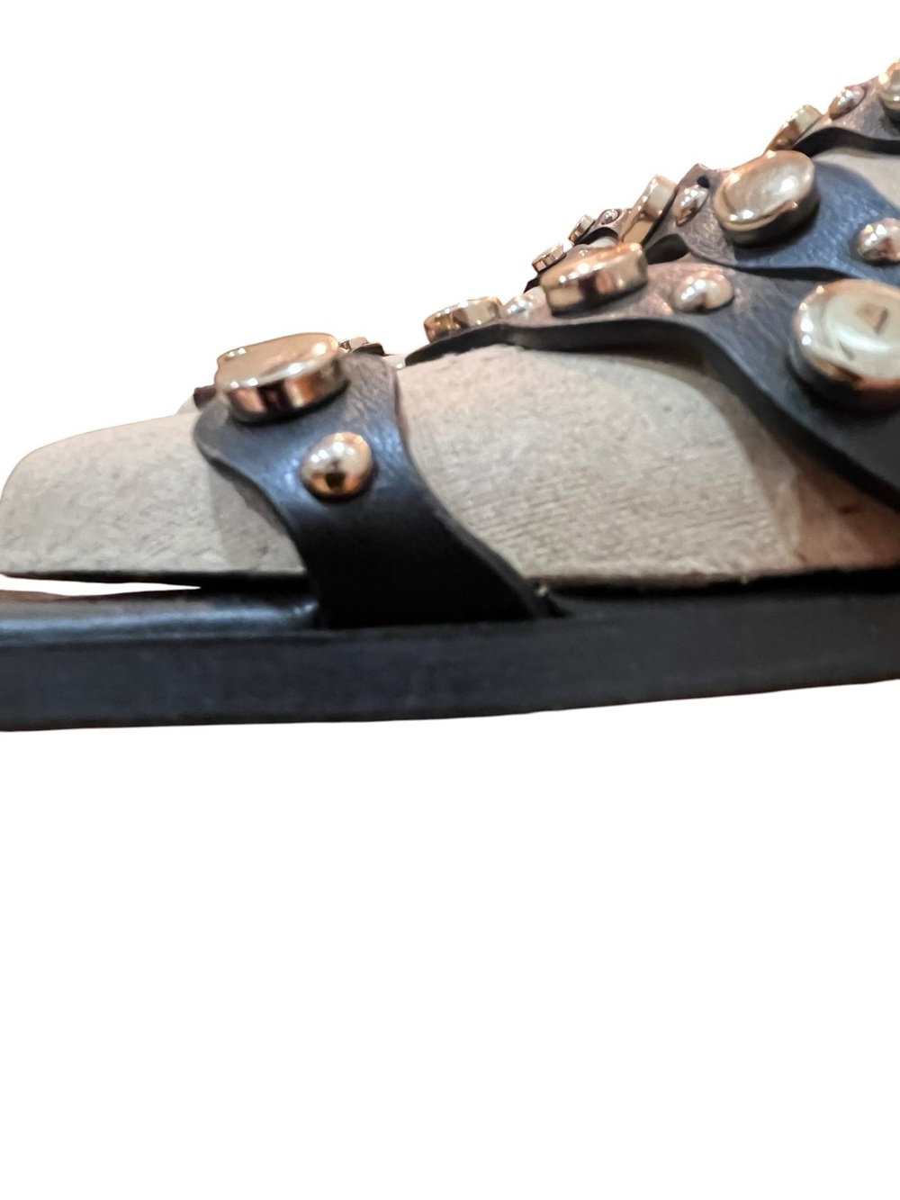 A New Day Black Studded Sandals Strappy Slide Mule Flats Goth Urban Beach Size 9 - Picture 3 of 9